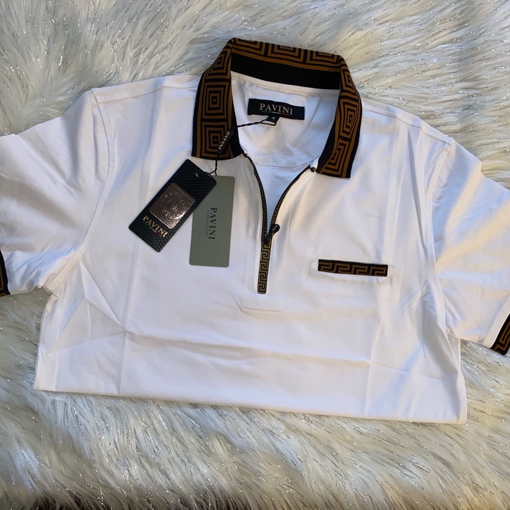 White Polo Shirt with Black Accents